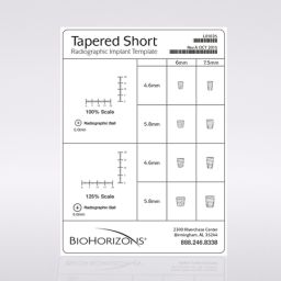 Tapered Short Radiographic Implant Template 