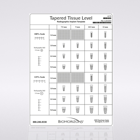 Tapered Tissue Level Radiographic Implant Template 