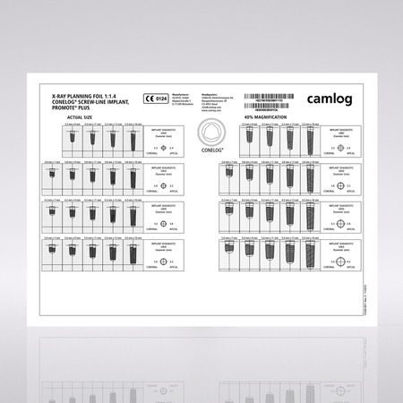 X-Ray planning foil 1.4:1, CONELOG® SCREW-LINE implants  