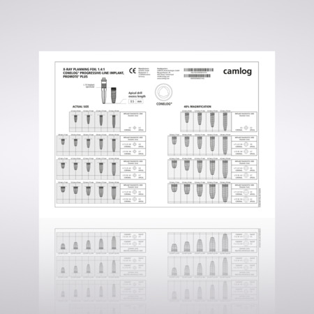 X-ray planning foil 1.4:1, for CONELOG® PROGRESSIVE-LINE implants 