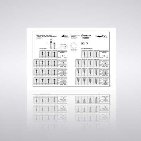 X-ray planning foil 1.25:1, for CAMLOG® PROGRESSIVE-LINE Promote® Implants 